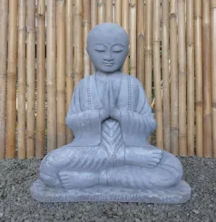 Lokesh - Sitzender Mönch ohne Haare, 60 cm H | Steinguss 